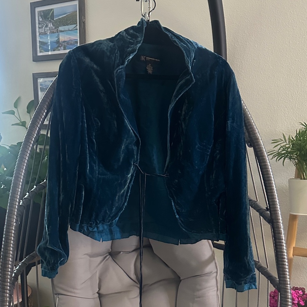 INC International Concepts Velvet Teal Blazer